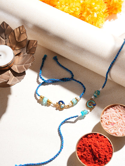 Blue Evil Eye Rakhi Set