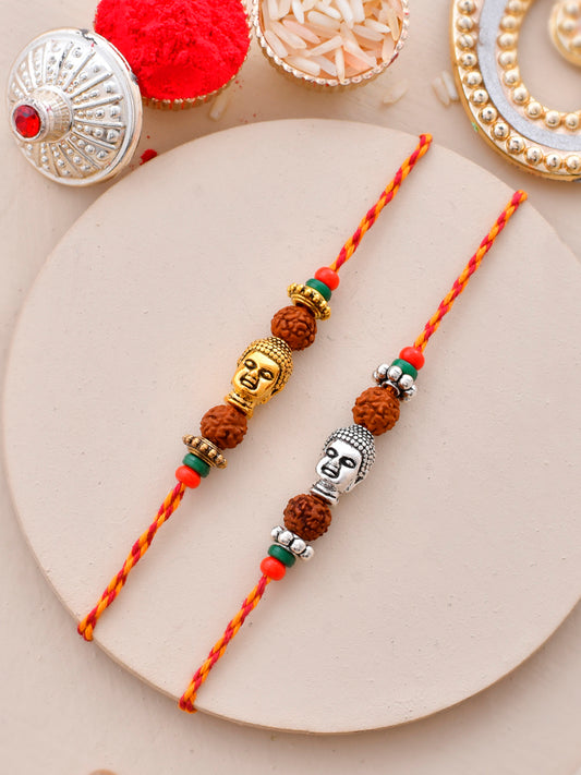 Elegant Rudraksh with Buddha face Set of 2 Rakhi