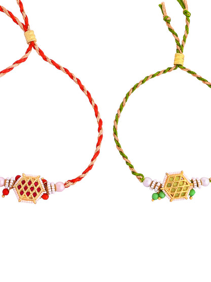 Set of 2 Rakhi with Simple Bead Work