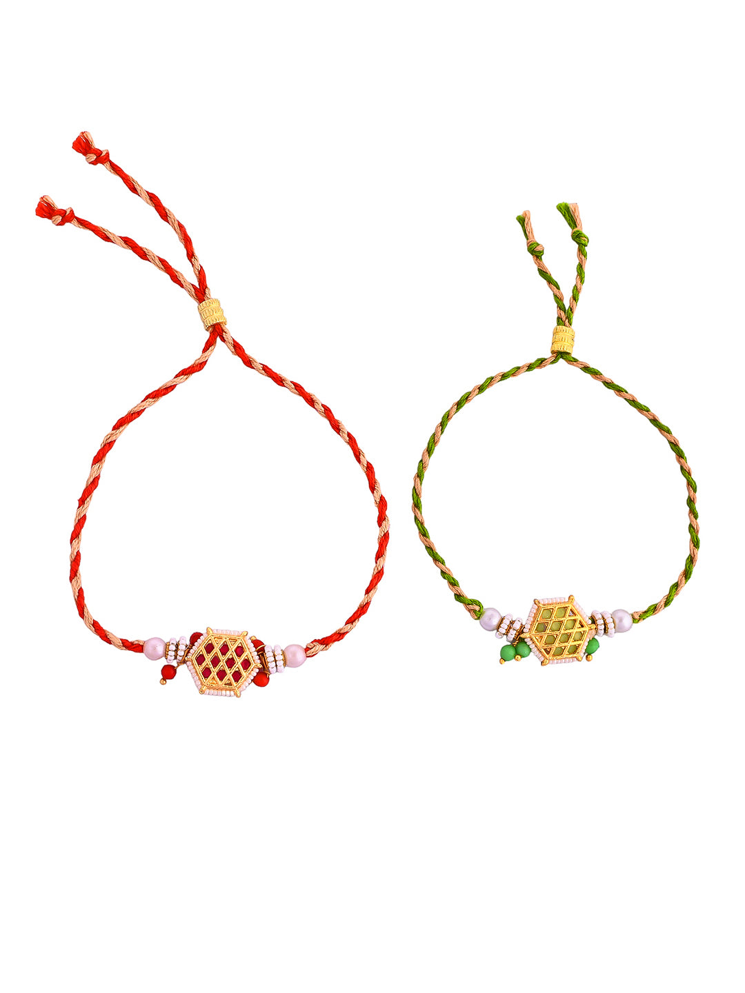 Set of 2 Rakhi with Simple Bead Work