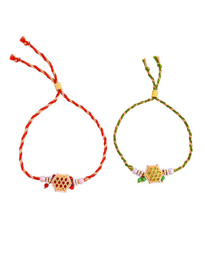 Set of 2 Rakhi with Simple Bead Work