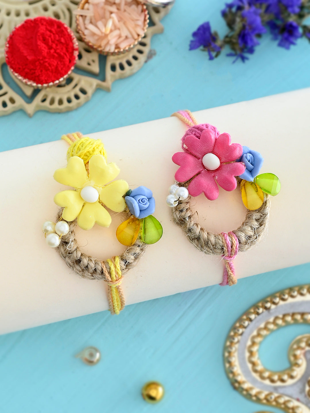 Floral Handmade Set of 2 Rakhi