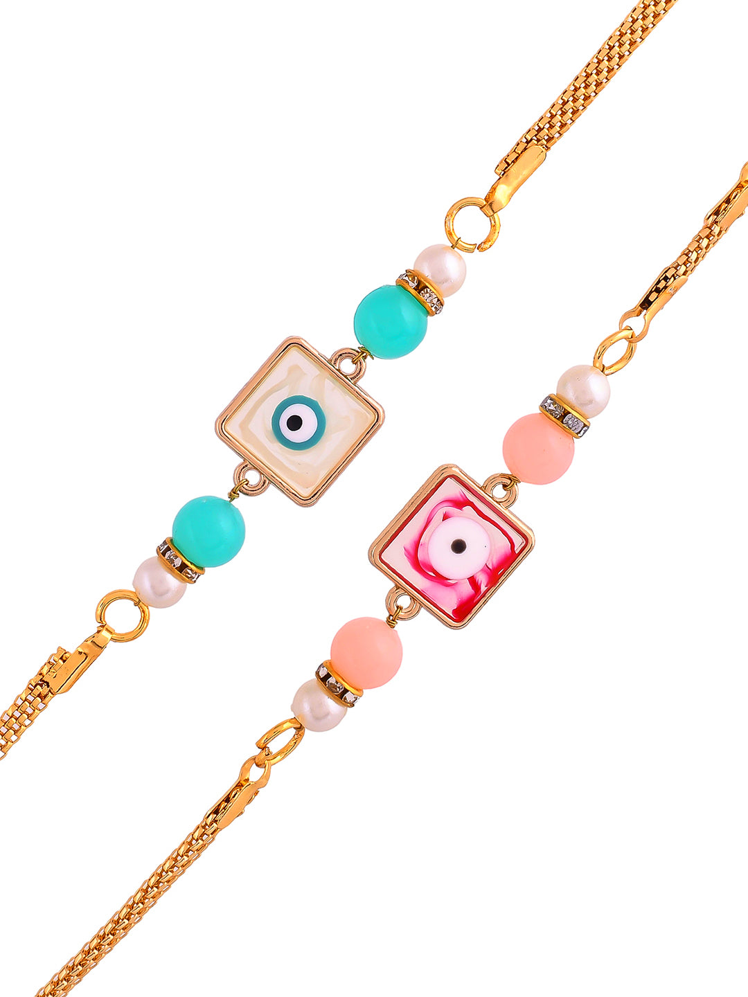 Evil Eyed Multicoloured Set of 2 Chain Rakhi
