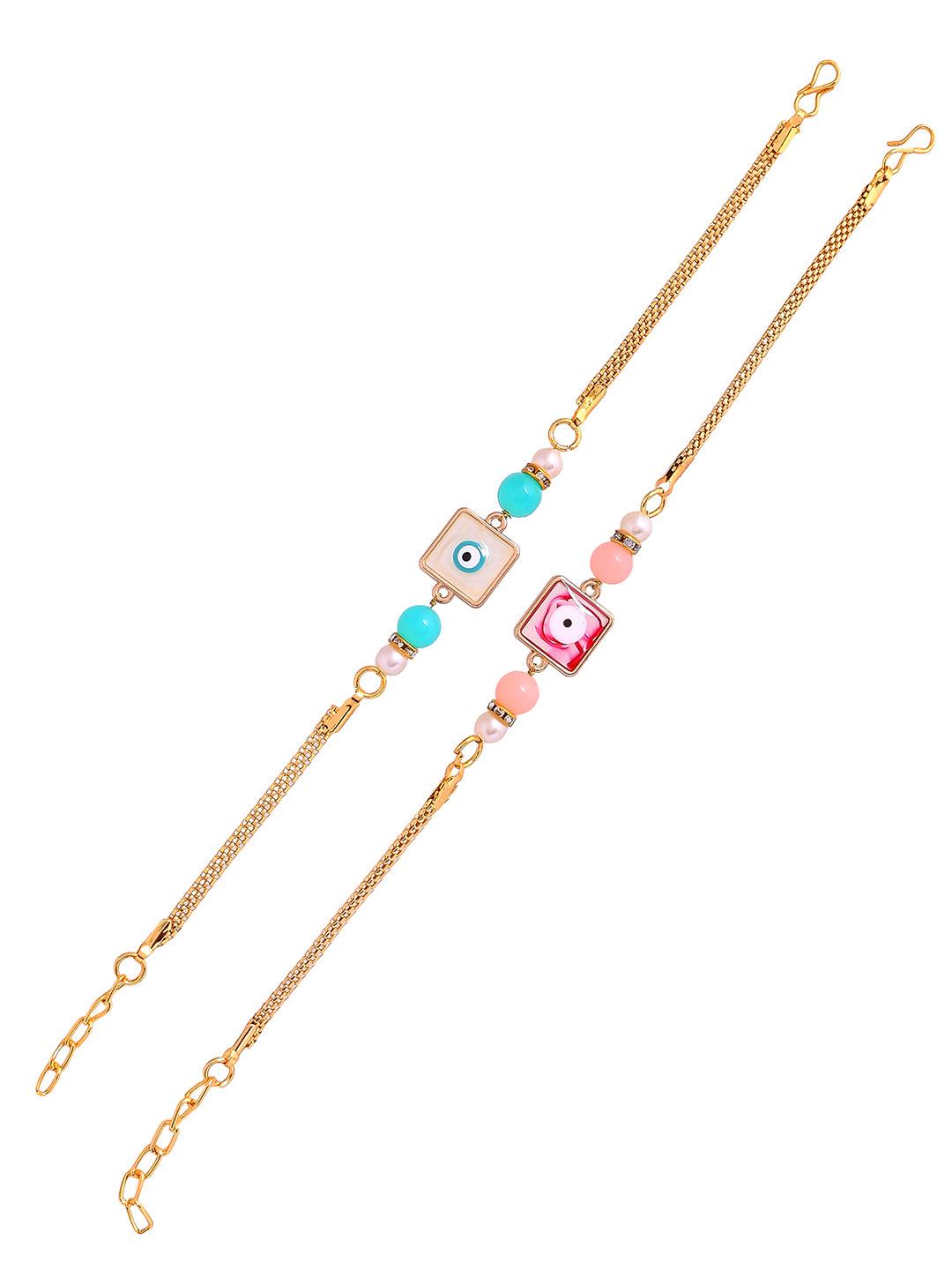 Evil Eyed Multicoloured Set of 2 Chain Rakhi