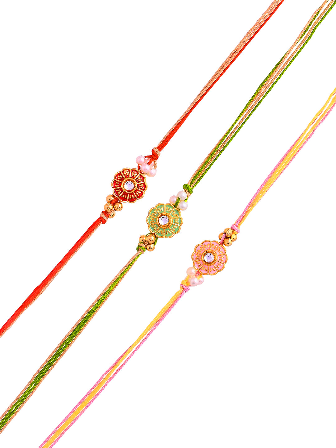 Kundan Floral Set of 3 Rakhi