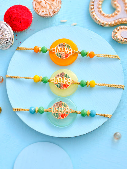 Veera Designed Bead Work Set of 3 Rakhi