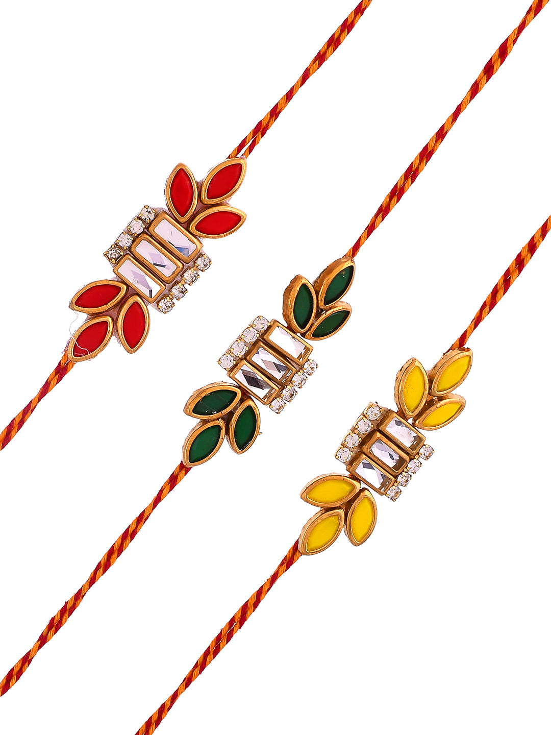 Set of 3 Kundan Work Rakhi