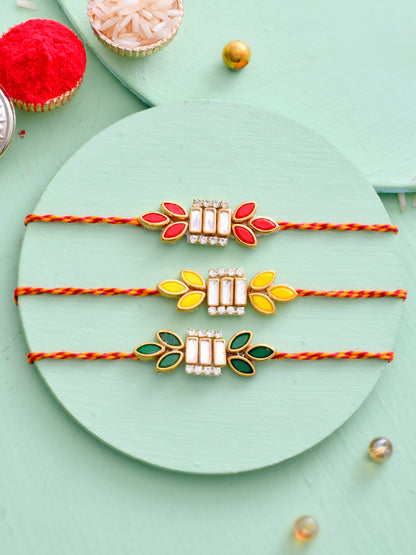 Set of 3 Kundan Work Rakhi