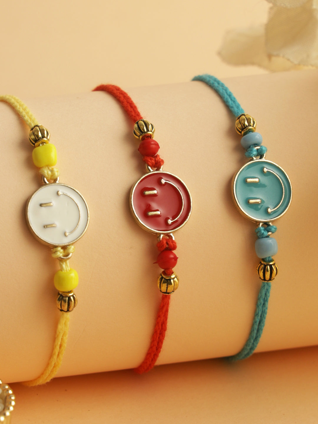 Multicolored Smiley Set of 3 Rakhi