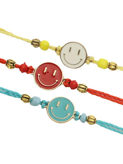 Multicolored Smiley Set of 3 Rakhi