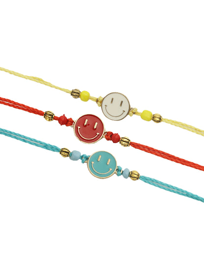 Multicolored Smiley Set of 3 Rakhi