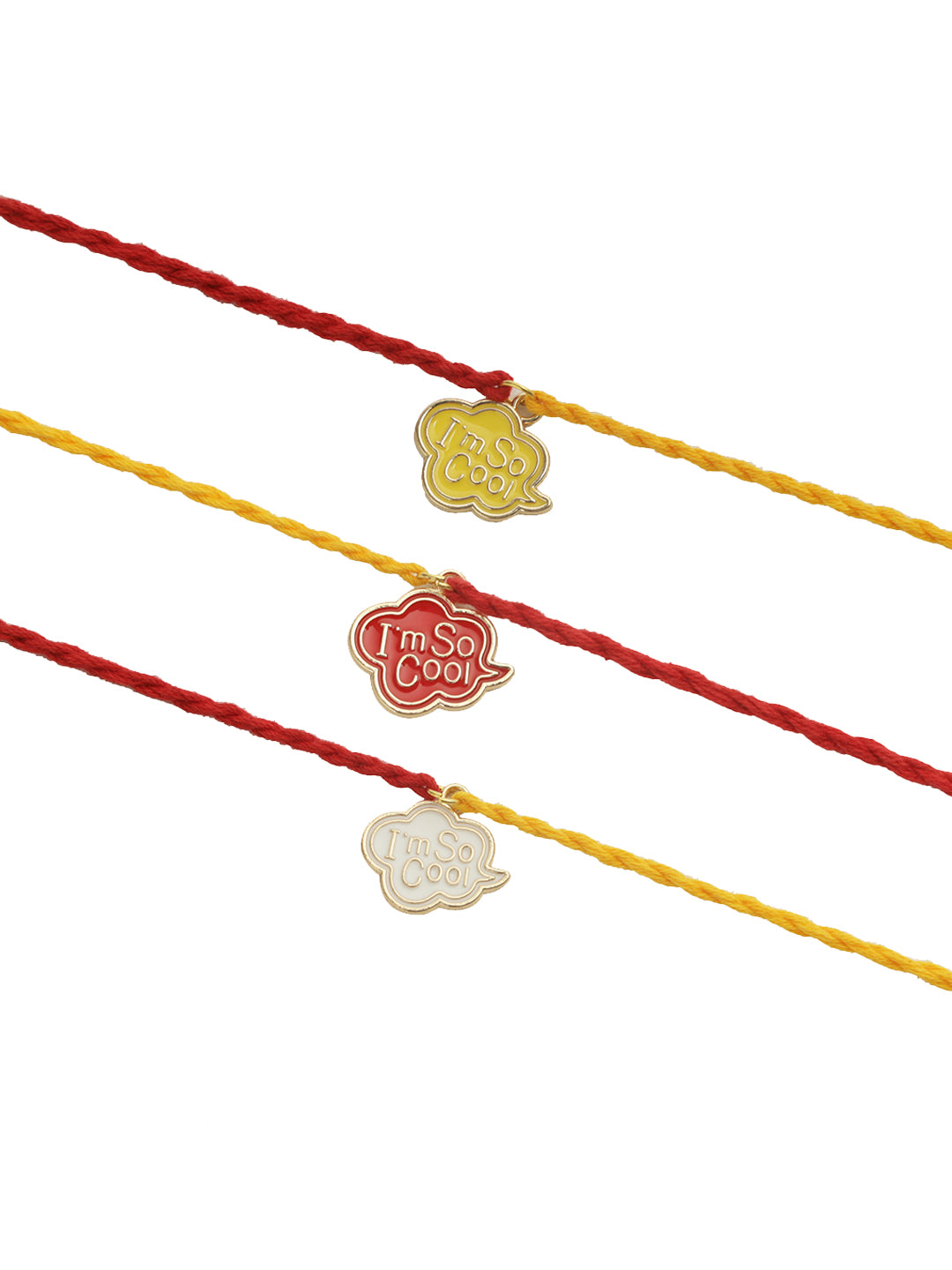 Yellow & Red I'm so Cool Prited Set of 3 Rakhi