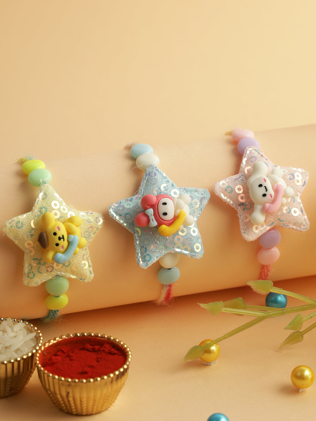 Set of 3 Pastel Colors Rakhi
