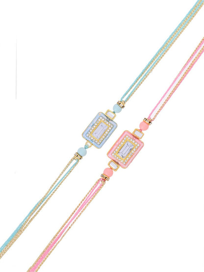 Subtle Sparkle Rakhi Duo with Soothing Pastel Charms