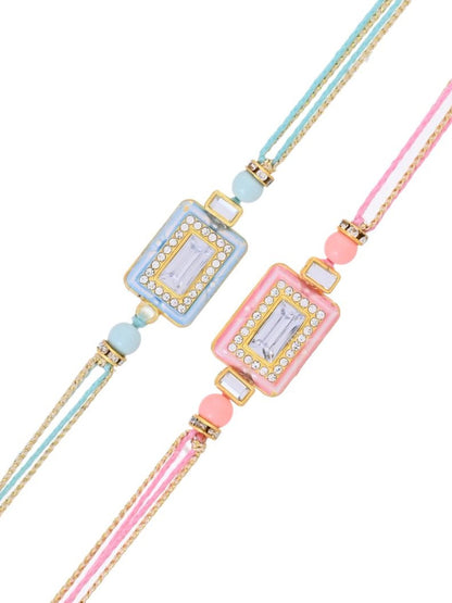Subtle Sparkle Rakhi Duo with Soothing Pastel Charms