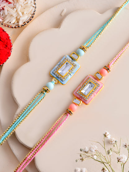 Subtle Sparkle Rakhi Duo with Soothing Pastel Charms