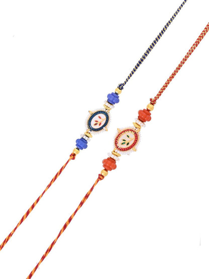Handpainted Heritage Rakhi Duo with Traditional Meenakari Art