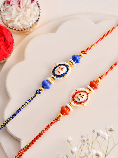Handpainted Heritage Rakhi Duo with Traditional Meenakari Art