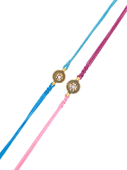 Royal Radiance Rakhi Duo with Mandala Emblems with American Diamond