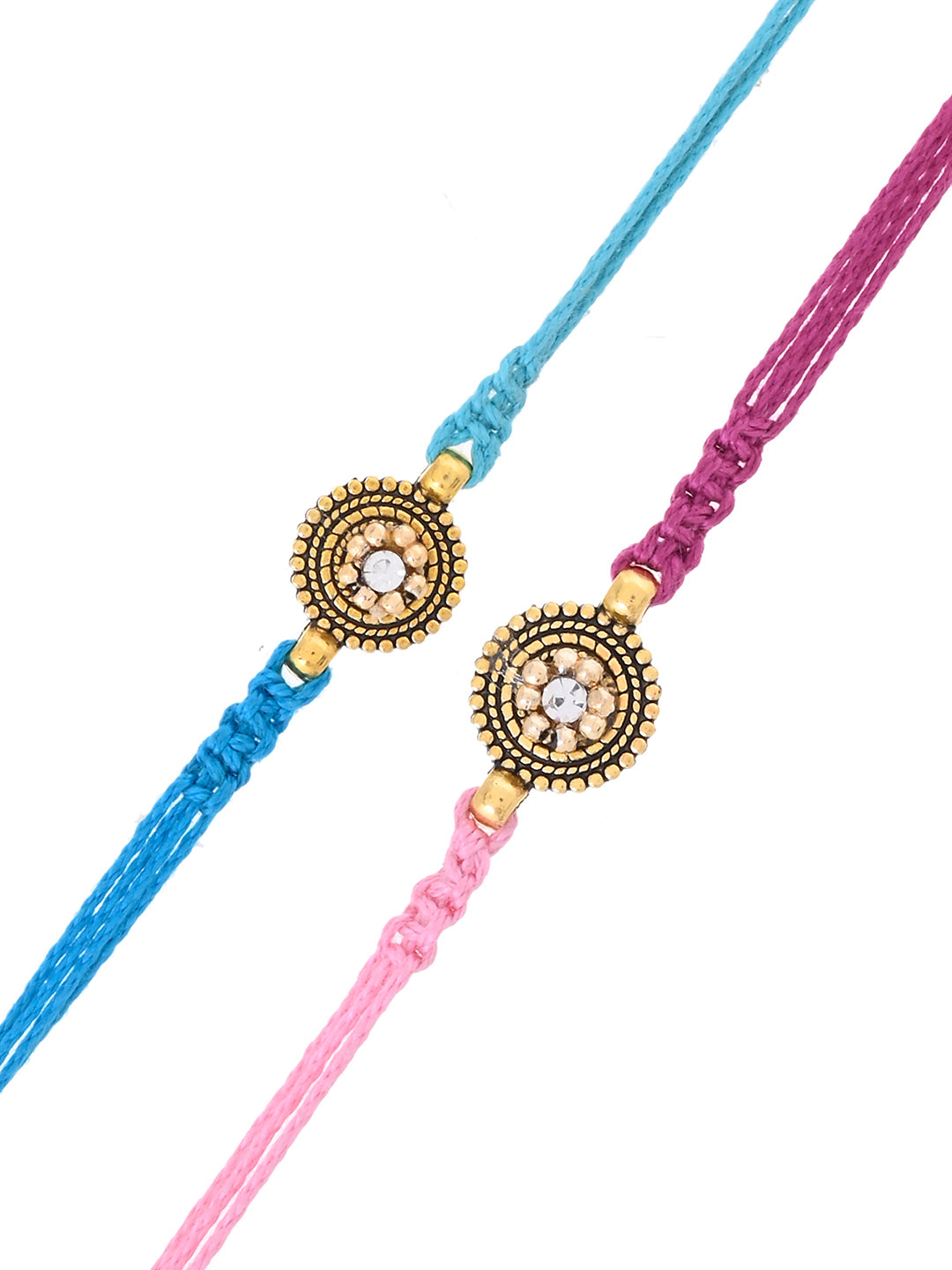 Royal Radiance Rakhi Duo with Mandala Emblems with American Diamond