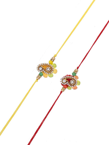 Festive Bloom Rakhi Pair with Vibrant Paisley Motifs