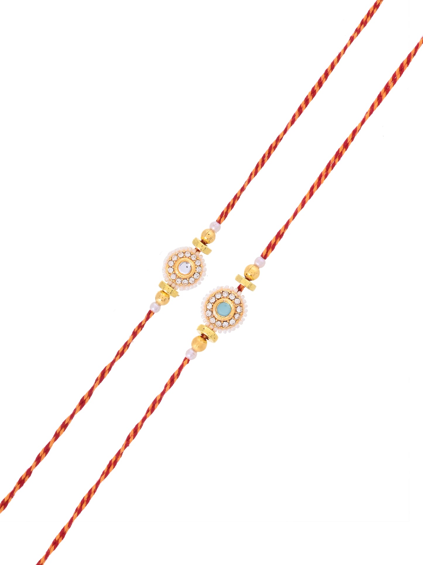 Set of 2 traditional stone-studded rakhis