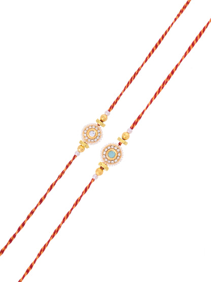 Set of 2 traditional stone-studded rakhis