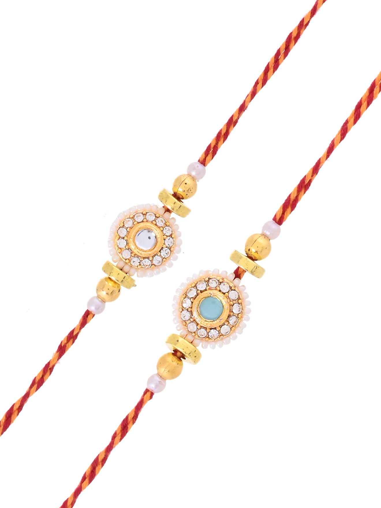 Set of 2 traditional stone-studded rakhis