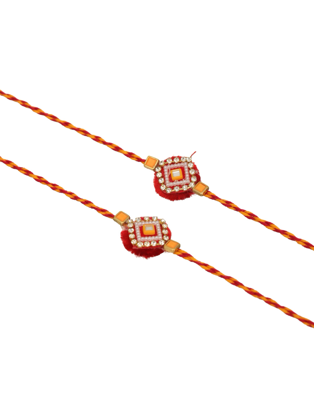 Red Stone Om Bhai Set of 2 Rakhi