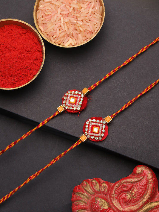 Red Stone Om Bhai Set of 2 Rakhi