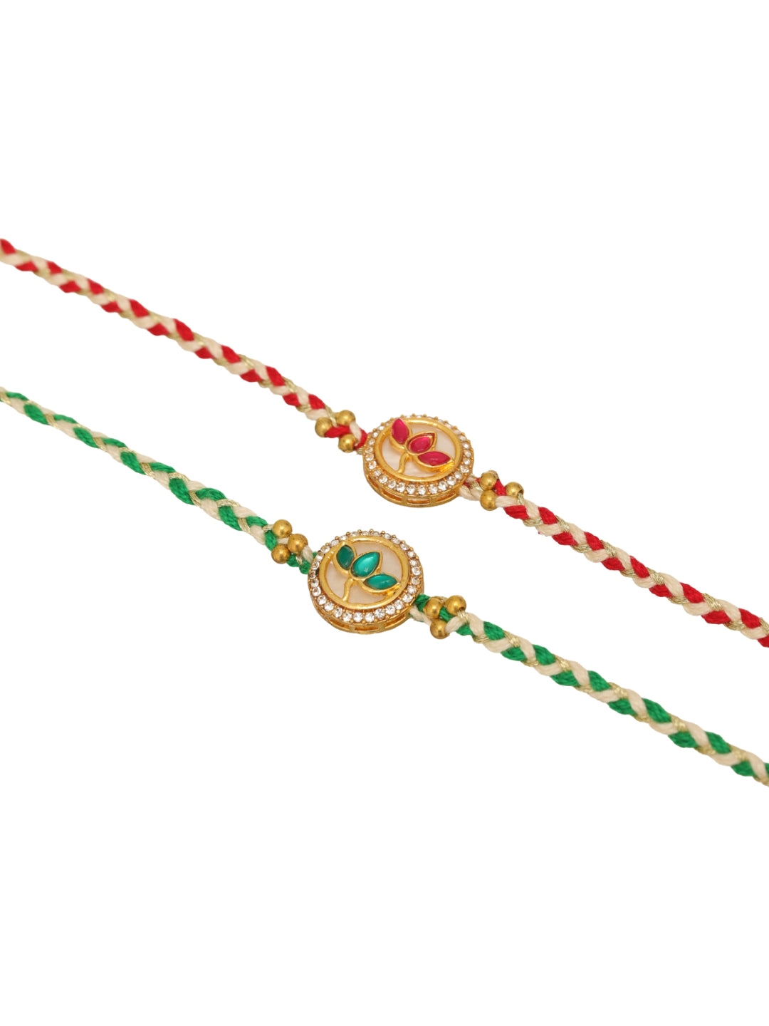 Pink Stone Lotus Bhai Set of 2 Rakhi