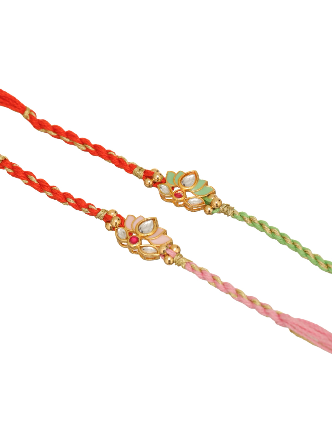Green Beads Floral Bhai Set of 2 Rakhi
