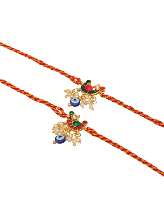 Red Stone Star Bhai Set of 2 Rakhi