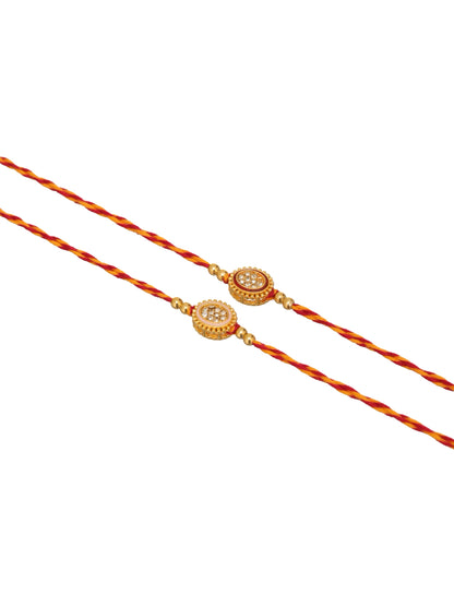 Golden Stone Floral Bhai Set of 2 Rakhi