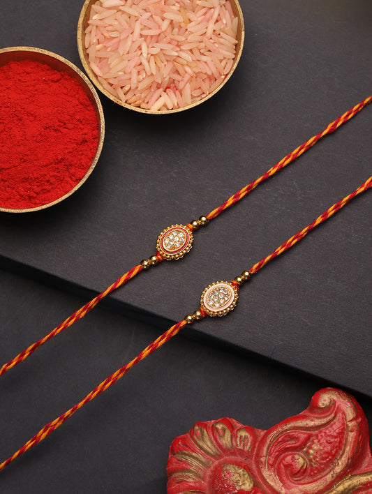 Golden Stone Floral Bhai Set of 2 Rakhi