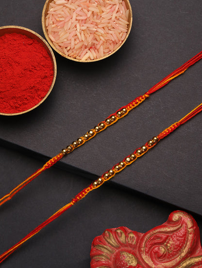 Golden Beads Floral Bhai Set of 2 Rakhi