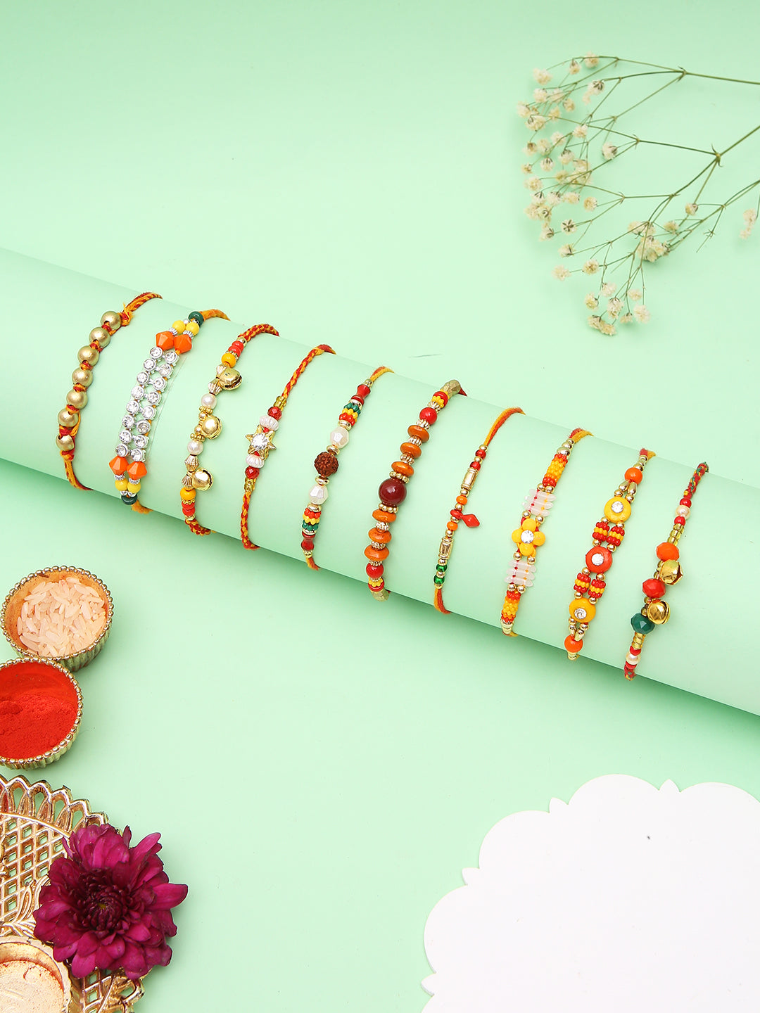 Set Of 1 Ethnic Kundan Rakhi With intricate stonework