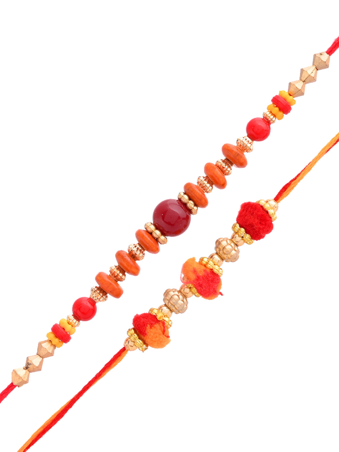 Set of 2 Multicolor Bead Thread Rakhi