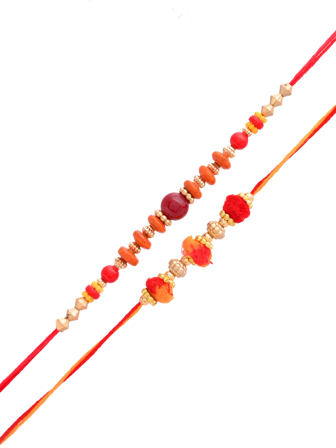 Set of 2 Multicolor Bead Thread Rakhi