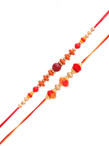 Set of 2 Multicolor Bead Thread Rakhi