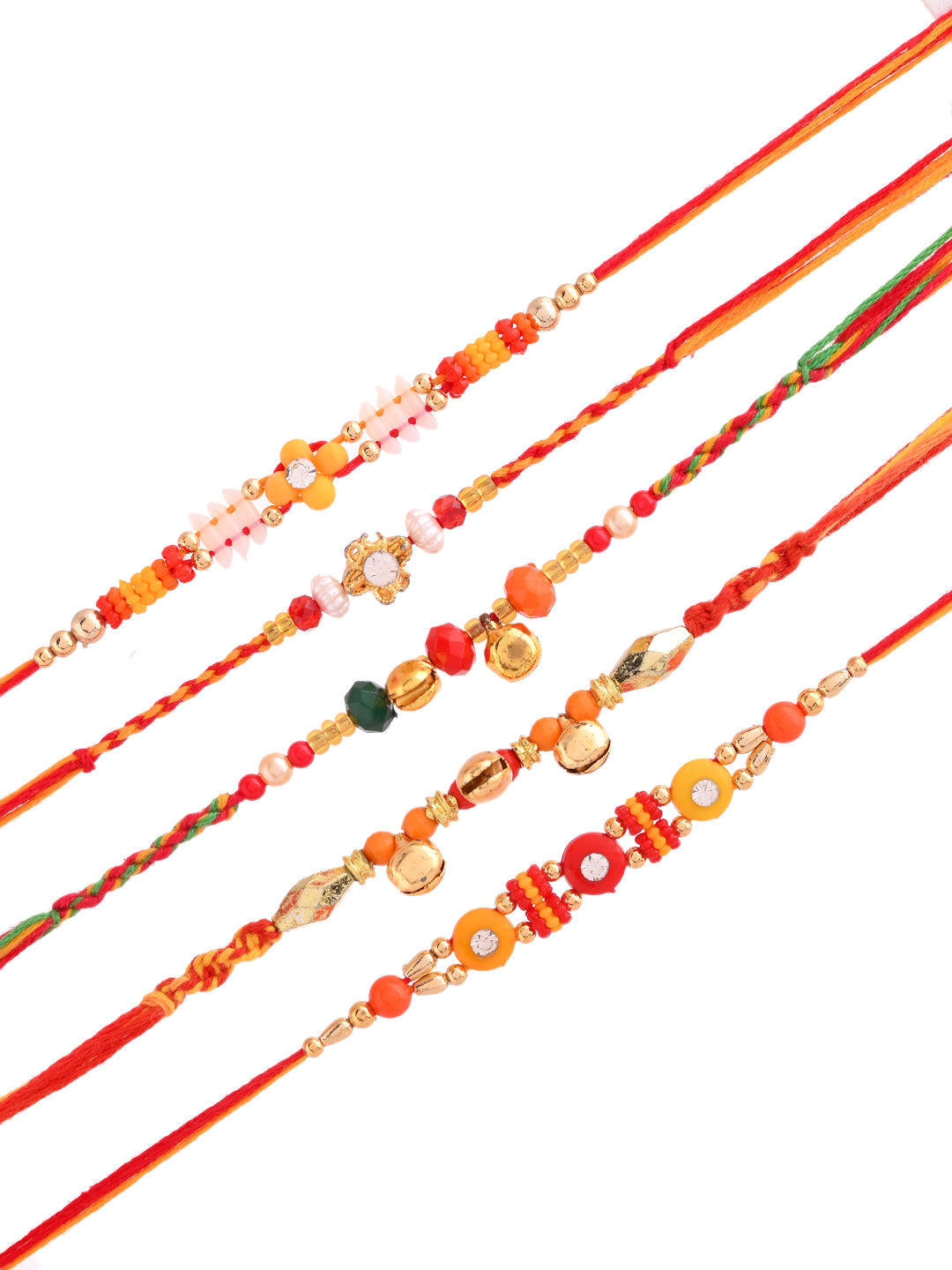 Set of 5 Multicolor Beads Rakhi