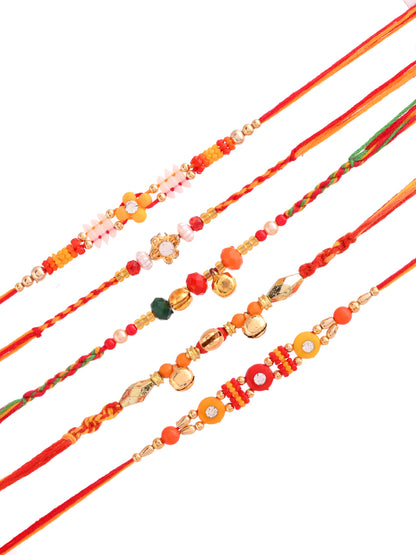 Set of 5 Multicolor Beads Rakhi