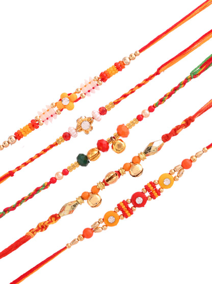 Set of 5 Multicolor Beads Rakhi
