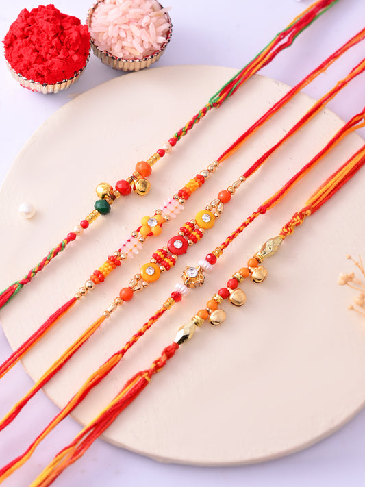Set of 5 Multicolor Beads Rakhi