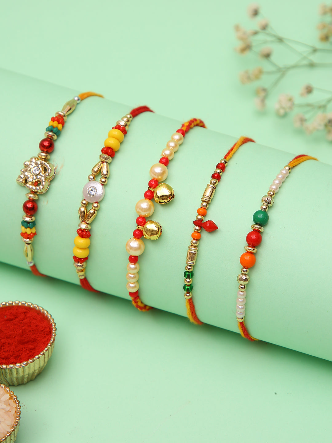 Set of 5 handcrafted Rakhis