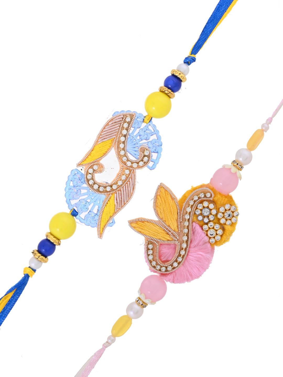 Elegant Beaded Rakhi Set of 2 for Brother with Handcrafted Charm