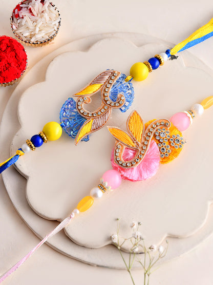 Elegant Beaded Rakhi Set of 2 for Brother with Handcrafted Charm