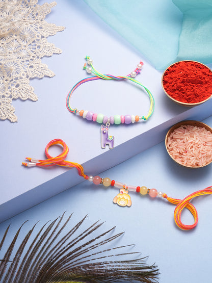 Pink Star Charm Rakhi Set