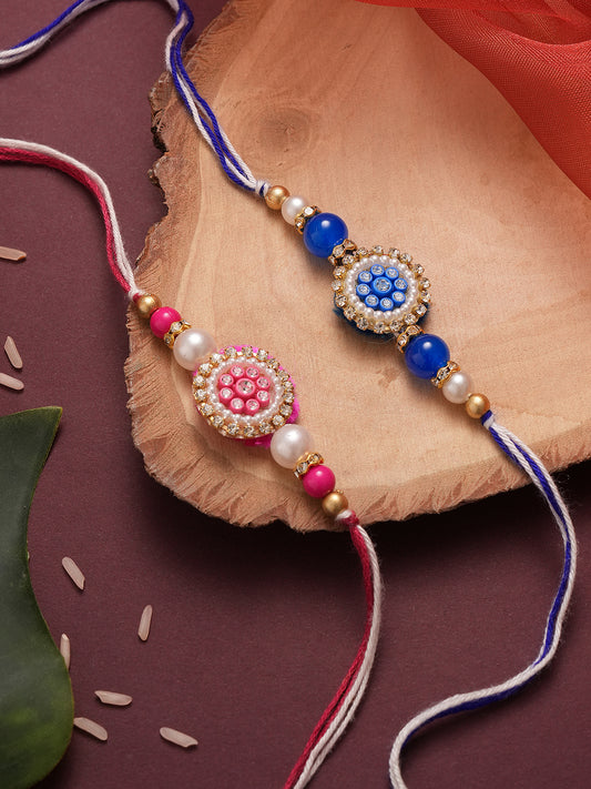 Blue Silver Charm Rakhi Set
