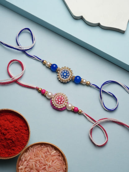 Blue Silver Charm Rakhi Set